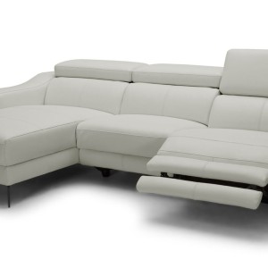 Modrest Rampart - Sofá seccional moderno de cuero blanco LAF en forma de L con 1 sillón reclinable