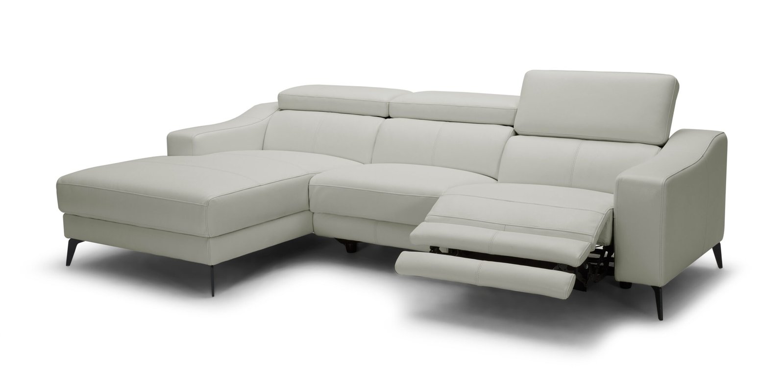 Modrest Rampart – Sofá seccional moderno de cuero blanco LAF en forma de L con 1 sillón reclinable