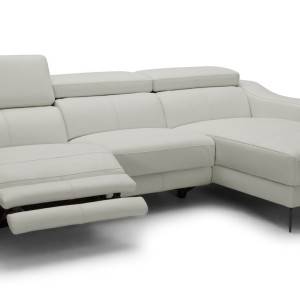 Modrest Rampart - Sofá seccional moderno de cuero blanco RAF en forma de L con 1 sillón reclinable