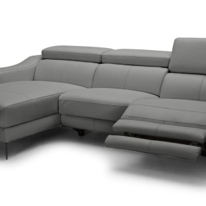 Modrest Rampart - Sofá seccional moderno de cuero gris LAF en forma de L con 1 sillón reclinable