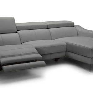 Modrest Rampart - Sofá seccional moderno de cuero gris RAF en forma de L con 1 sillón reclinable