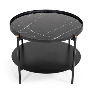 Mesa de centro redonda moderna de metal negro Modrest Randal