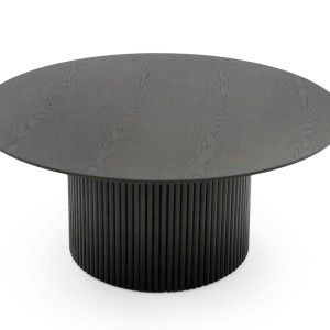 Modrest - Mesa de centro redonda moderna de fresno negro de mediados de siglo Rawlins