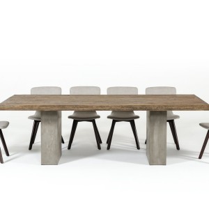 Mesa de comedor Modrest Renzo moderna de roble y hormigón de 118"