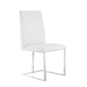 Modrest Frankie - Silla de comedor moderna de acero inoxidable cepillado y color blanco
