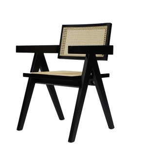 Silla de comedor Modrest Aurora moderna de ratán y wengué