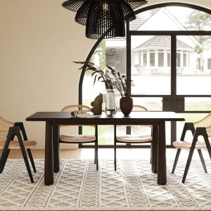 Modrest Rhea - Mesa de comedor rectangular moderna de acacia oscura de 71"