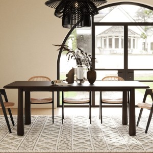 Modrest Rhea - Mesa de comedor rectangular moderna de acacia oscura de 87"