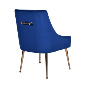Silla de comedor Modrest Castana moderna de terciopelo azul y dorado (juego de 2)