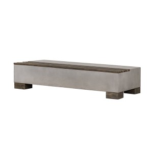 Mesa de centro rectangular moderna de hormigón y acacia Modrest Delaware