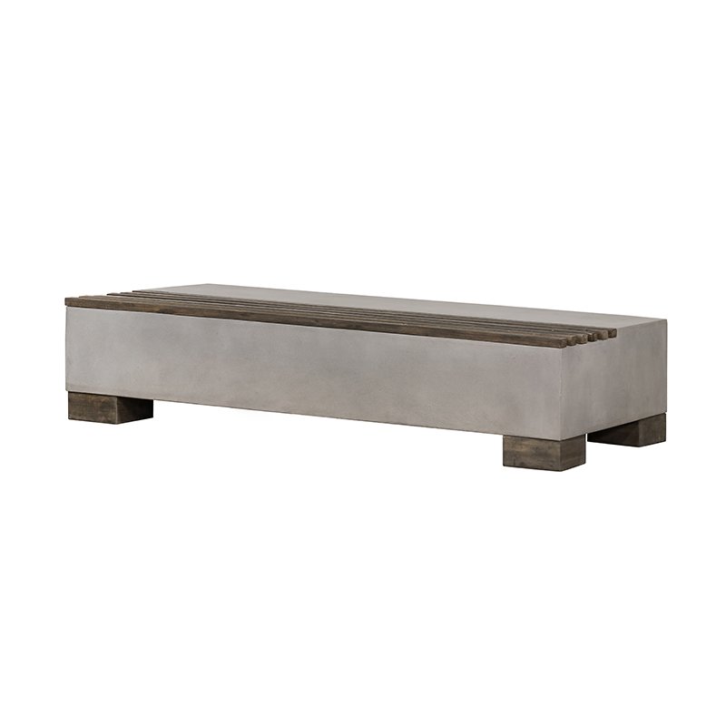 Mesa de centro rectangular moderna de hormigón y acacia Modrest Delaware