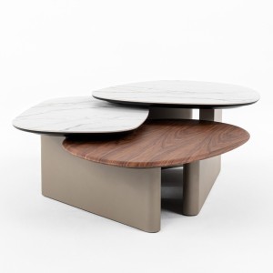 Modrest Robson - Mesa de centro moderna de cerámica + nogal