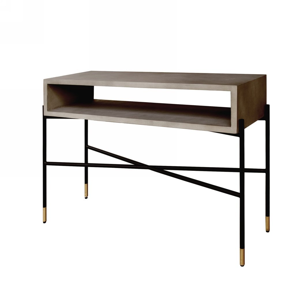Mesa consola moderna Modrest Walker de hormigón y metal - Image 2