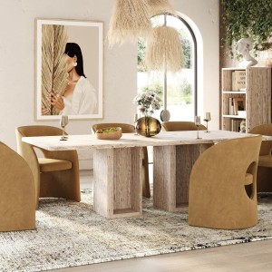 Nova Domus Roma - Mesa de comedor rectangular moderna de travertino