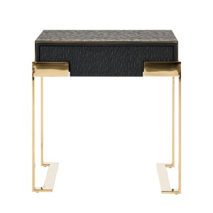 Modrest Rothsay - Mesita de noche moderna wengué + dorada