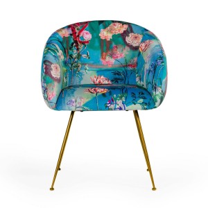 Modrest Roxann - Silla de comedor contemporánea de terciopelo floral dorado
