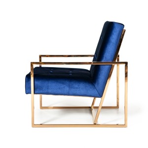 Silla decorativa Modrest Samara moderna en azul y dorado