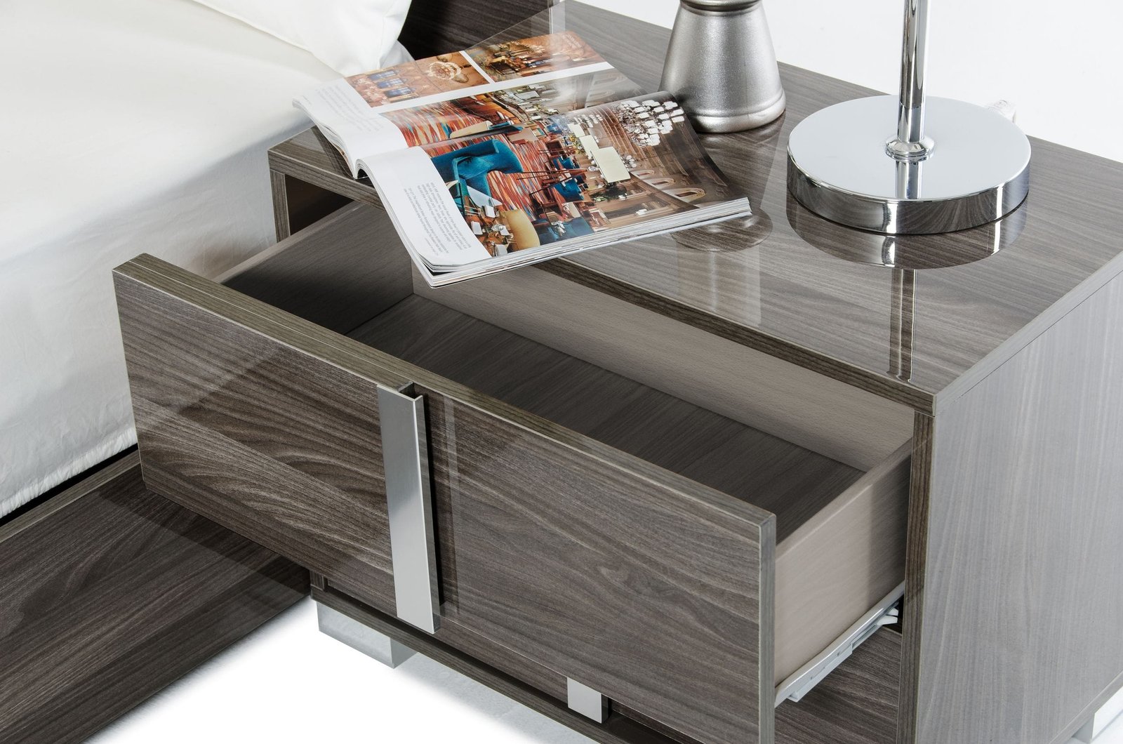 Mesita de noche gris moderna Modrest San Marino - Image 2