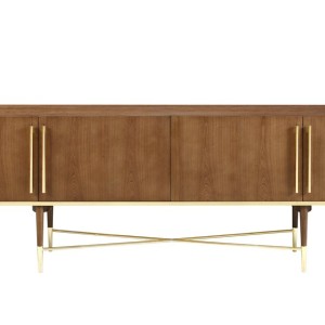 Modrest Bernard Buffet moderno de mediados de siglo en nogal y oro