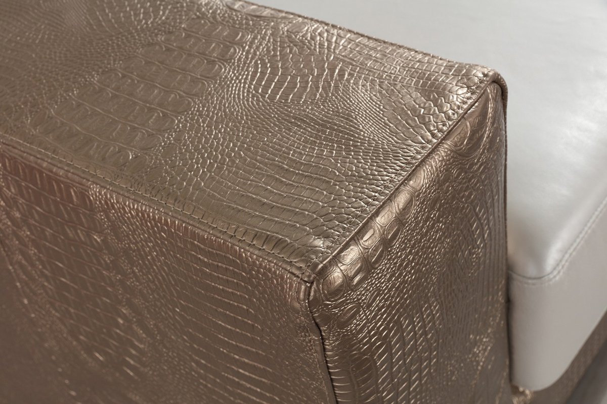 Divani Casa Cordova Juego de sofás modernos de cuero blanco y bronce - Image 3