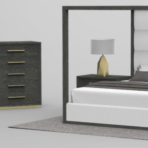 Modrest Manhattan- Cómoda contemporánea gris y dorada