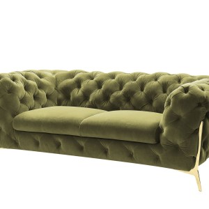 Divani Casa Sheila - Sofá de dos plazas de tela verde transicional