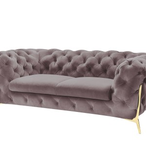 Divani Casa Sheila - Sofá de dos plazas de tela plateada transicional