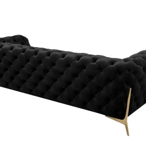 Divani Casa Sheila - Sofá transicional de tela negra