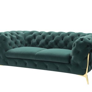 Divani Casa Sheila - Sofá de dos plazas de tela verde esmeralda transicional