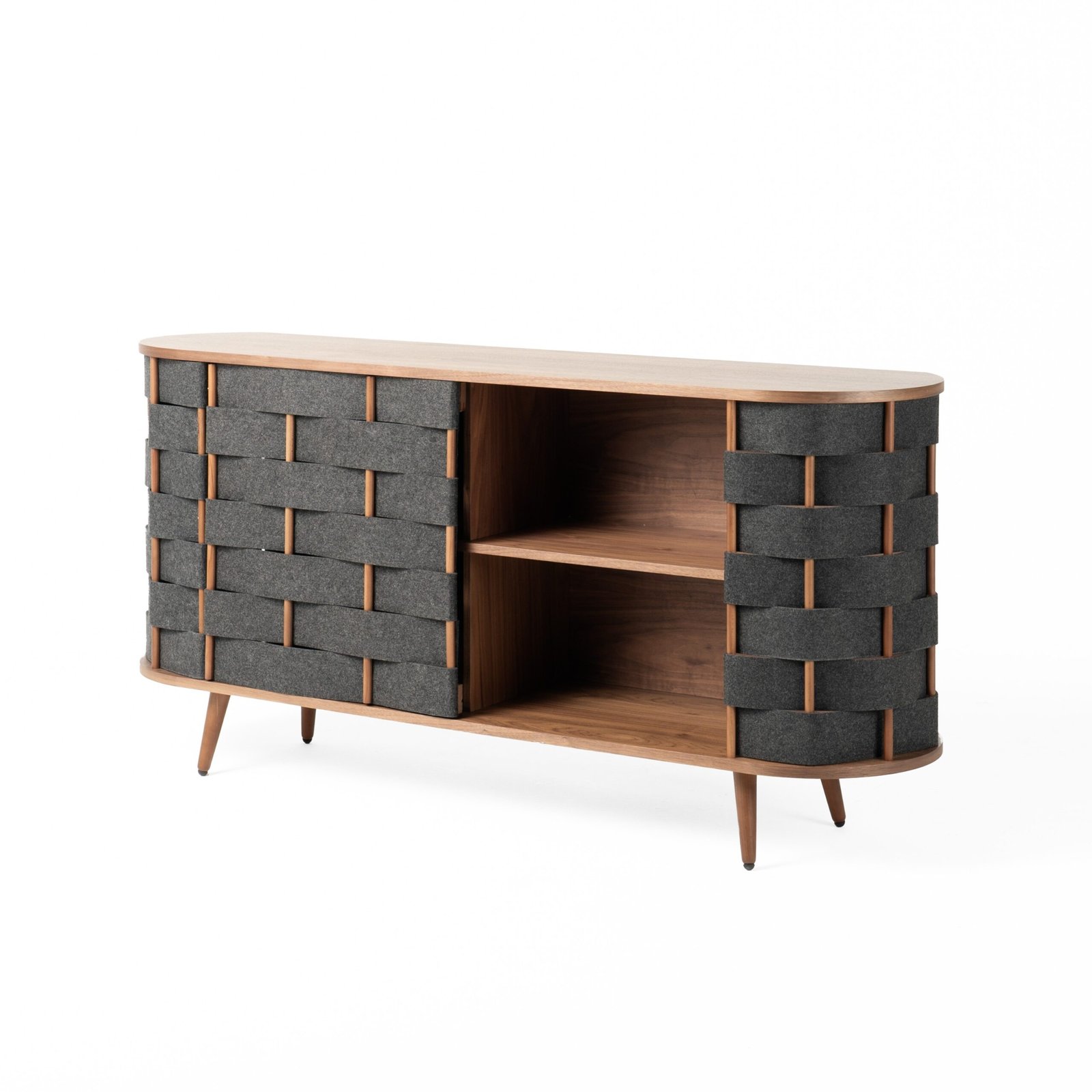 Modrest Sheridan - Tela gris moderna de mediados de siglo + buffet de nogal - Image 3