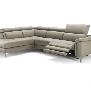 Lamod Italia Monte Carlo - Sofá seccional italiano moderno de cuero color topo LAF