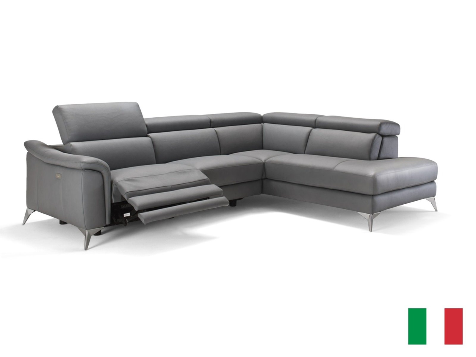 Lamod Italia Monte Carlo - Sofá seccional italiano moderno de cuero gris RAF