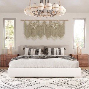 Nova Domus Sogno - Cabecero bajo italiano moderno de tela beige EK Bed