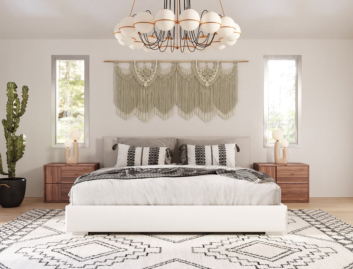 Nova Domus Sogno - Cabecero bajo italiano moderno de tela beige EK Bed