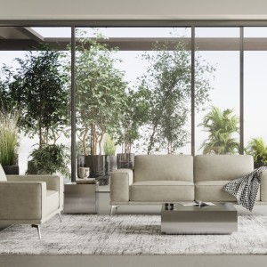 Lamod Italia Soho - Sofá italiano de cuero gris Maya Cloud