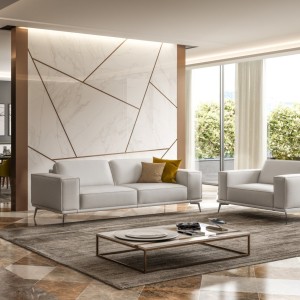 Lamod Italia Soho - Sofá italiano contemporáneo de cuero blanco