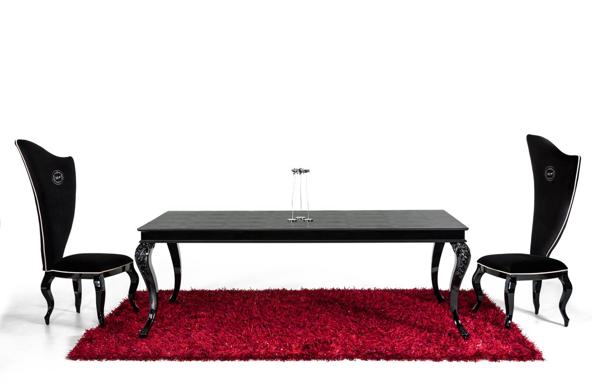 Mesa de comedor transicional de cocodrilo negro Sovereign de A&X con patas negras brillantes - Image 2