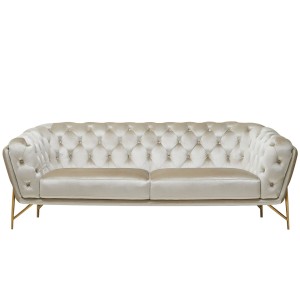 Divani Casa Stella - Sofá transicional de terciopelo beige