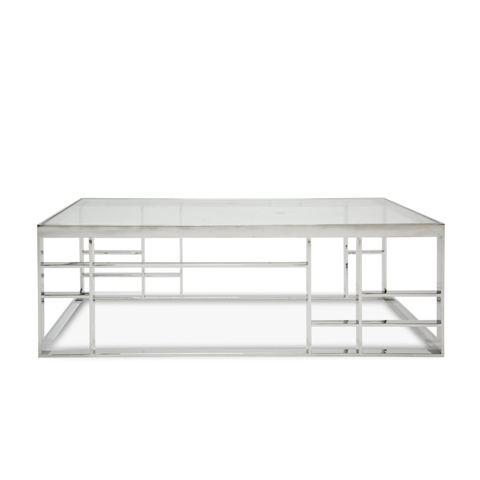 Modrest Stephen - Mesa de centro moderna de vidrio y acero inoxidable
