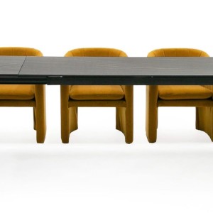 Modrest Suri - Mesa de comedor moderna extensible de cerámica negra de 71"/94,5"