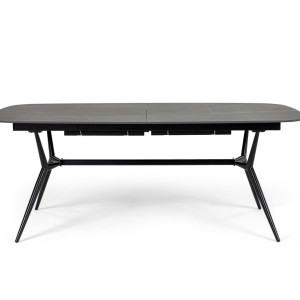 Modrest Suzie - Mesa de comedor extensible moderna de cerámica + fresno negro