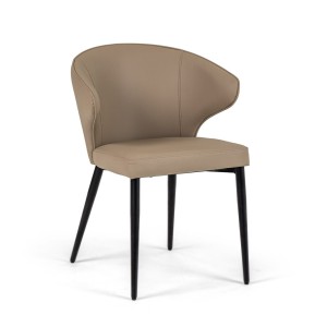 Modrest Suzie - Silla de comedor moderna de cuero vegano beige + silla negra (juego de 2)