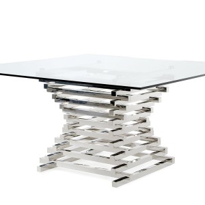 Mesa de comedor cuadrada contemporánea Modrest Crawford de vidrio transparente