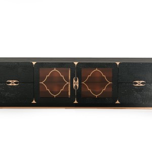 Mueble para TV moderno de cocodrilo negro y oro rosa A&X Talin