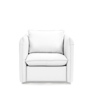 Divani Casa Tamworth - Sillón giratorio moderno de cuero blanco