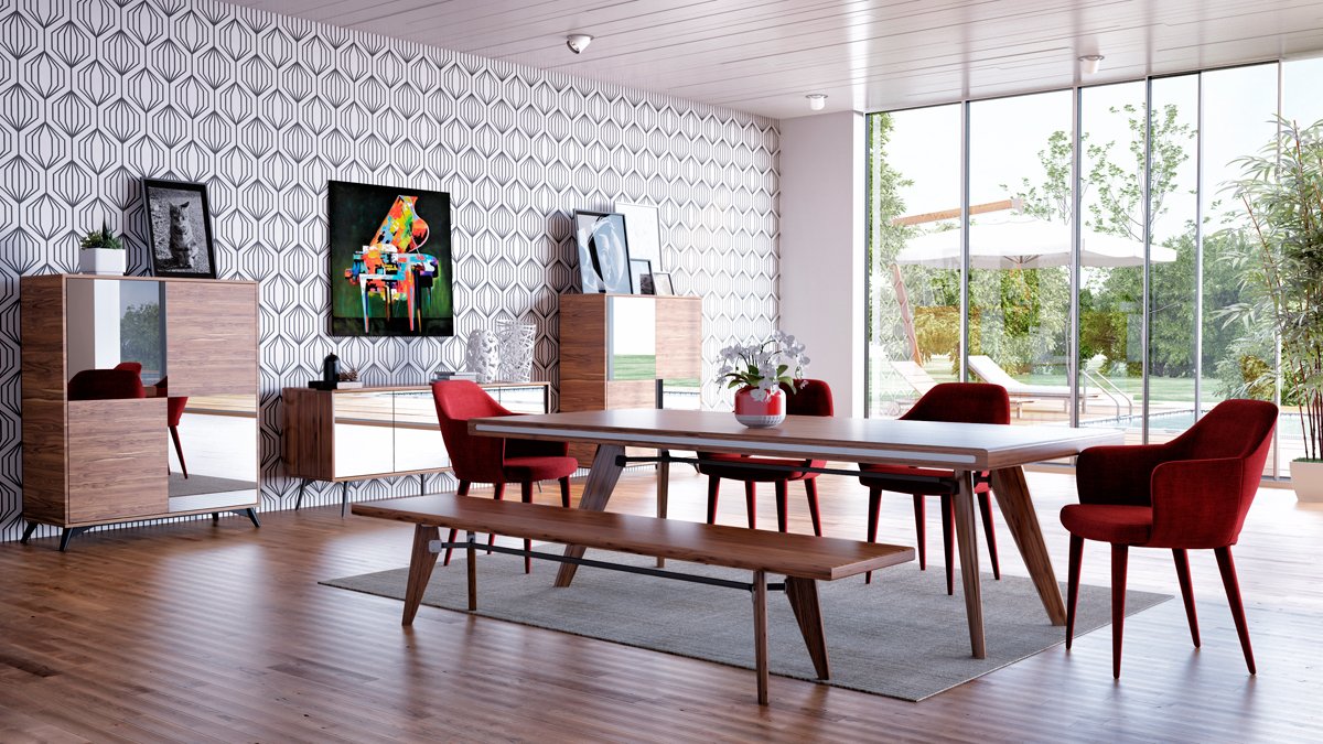 Mesa de comedor Modrest Kennedy Mid-Century de nogal - Image 5