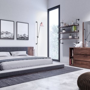 Juego de tocador y espejo moderno de nogal Nova Domus Jagger