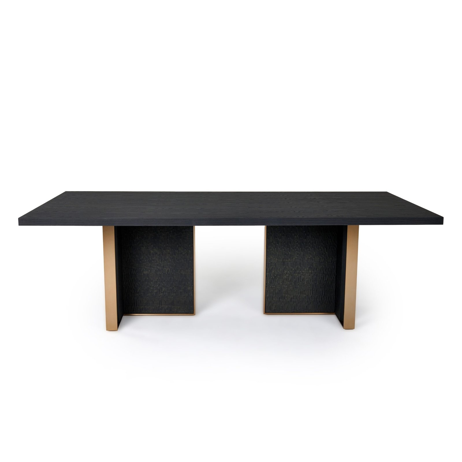Modrest Tasha - Mesa de comedor rectangular moderna de fresno negro + oro cepillado - Image 3