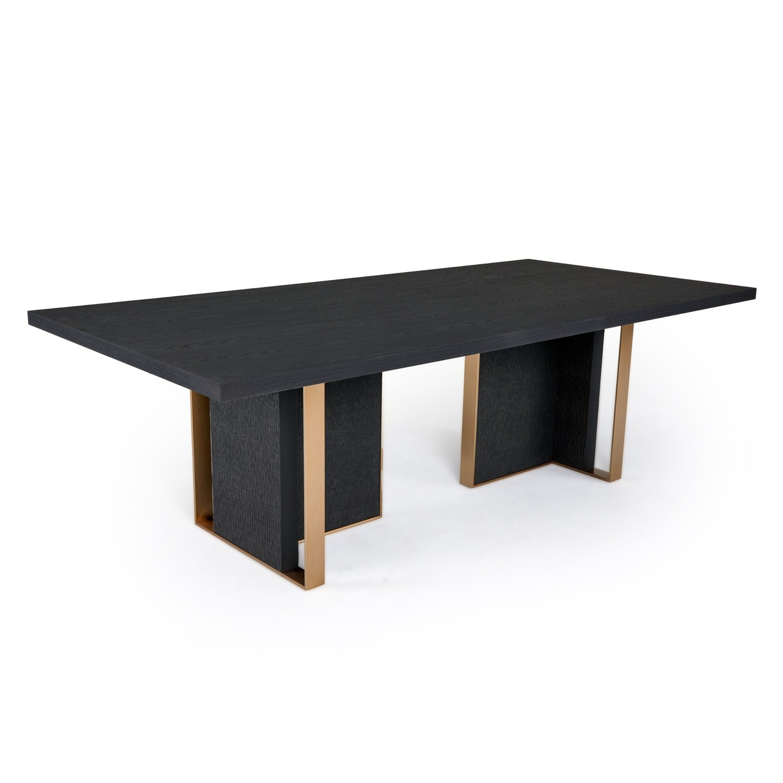 Modrest Tasha - Mesa de comedor rectangular moderna de fresno negro + oro cepillado - Image 4