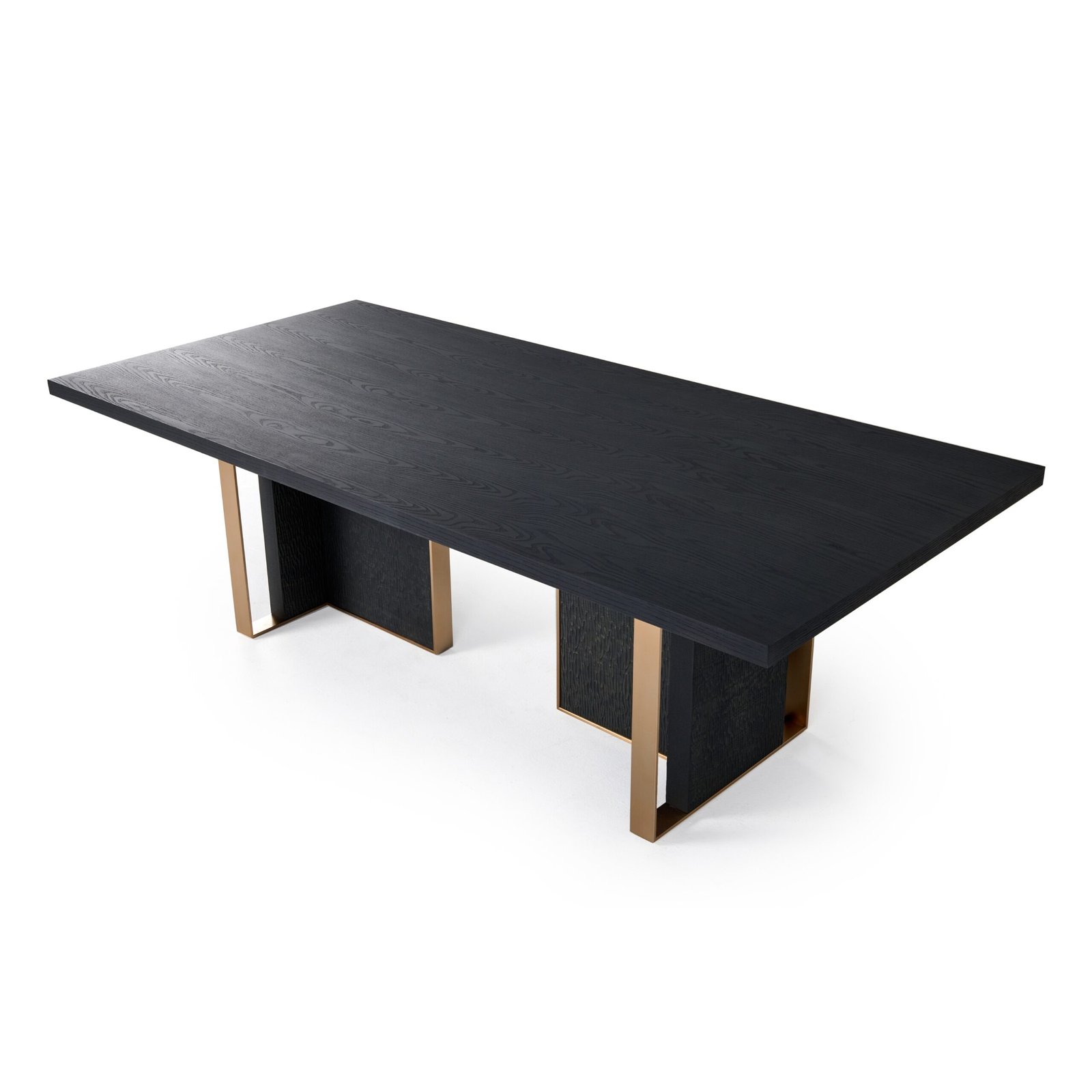 Modrest Tasha - Mesa de comedor rectangular moderna de fresno negro + oro cepillado - Image 5